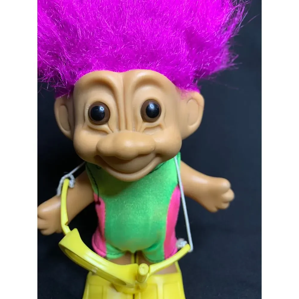 Vintage 1990s Russ Troll Doll Snorkeler Pink Hair Fins 18414